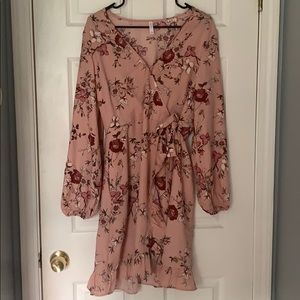 Bohemian Blush Floral Wrap Dress Size Large